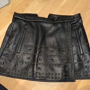 Bcbg maxazria black leather skirt